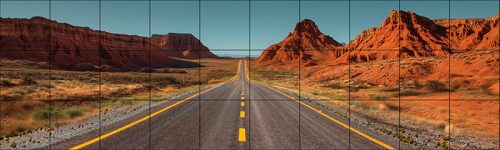 Route 66 stretching through red canyons – kitchen tile 